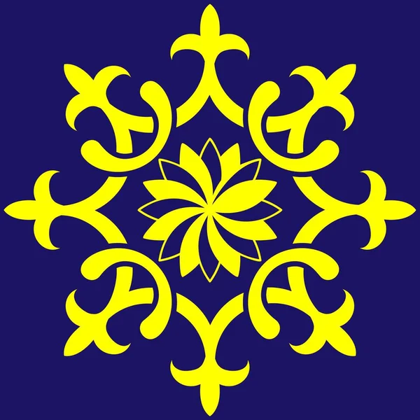 Жовтий Візерунок Сніжинки Синьому Фоні — стоковий вектор