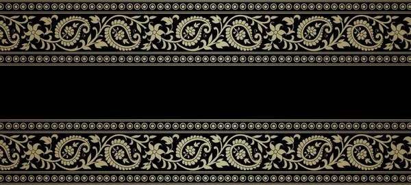 Goldenes Ornament Auf Dem Oberen Und Unteren Schwarzen Hintergrund Stockillustration