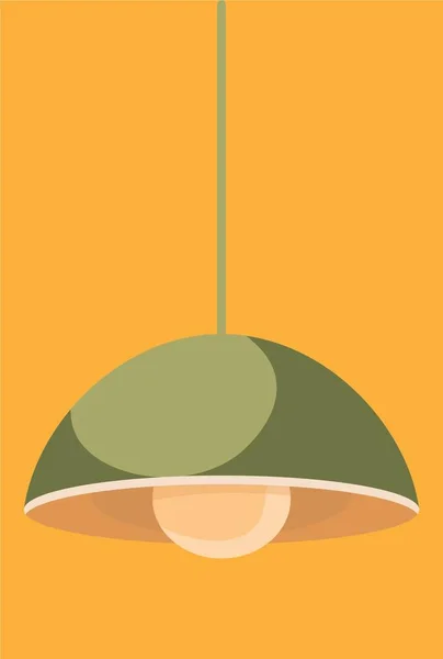 Grön Hängande Lampa Med Glödlampa — Stock vektor