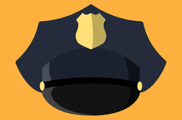 Casquette Police Bleue Avec Badge — Image vectorielle