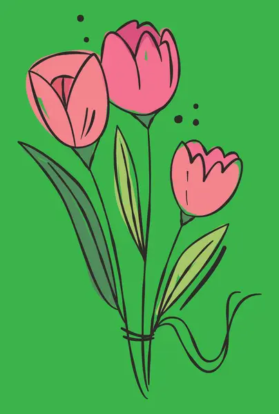 red flowers tulips vector illustration