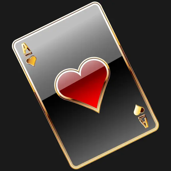 Black Playing Card Ace Hearts — Stock Vector