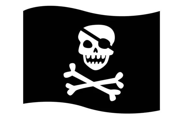 Bandiera Pirata Bianco Nero Con Teschio — Vettoriale Stock