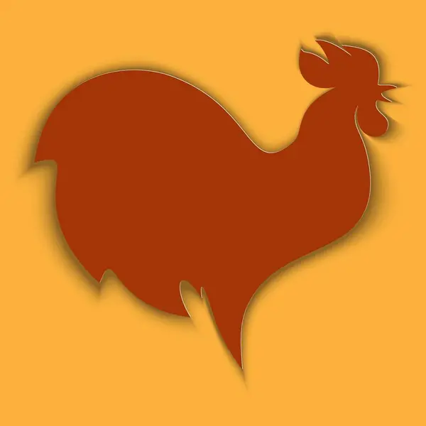 Brown Outline Rooster Vector Illustration — Stock Vector