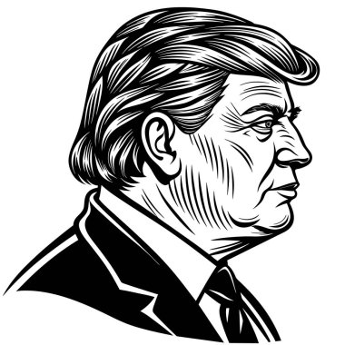 Profil Çizim Vektörü İllüstrasyonunda Donald Trump
