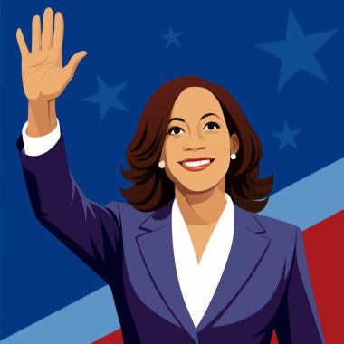 Kamala Harris bayrağın önünde