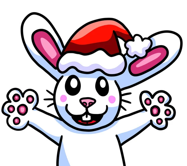 Digital Illustration Adorable Happy Christmas Bunny — Zdjęcie stockowe