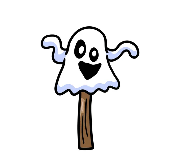Digitale Illustratie Van Een Cartoon Halloween Geest Snoep — Stockfoto
