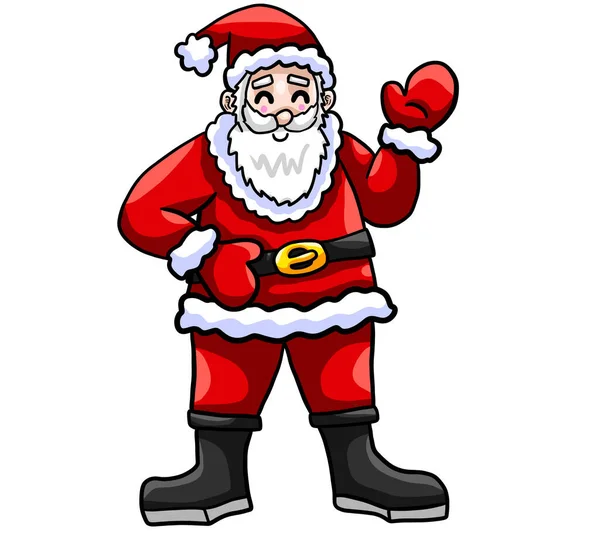 Ilustración Digital Feliz Adorable Santa Claus Que Está Saludando Felizmente — Foto de Stock