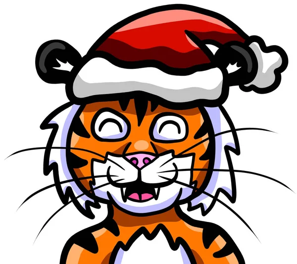 Digitális Illusztráció Egy Karácsonyi Tigris — Stock Fotó