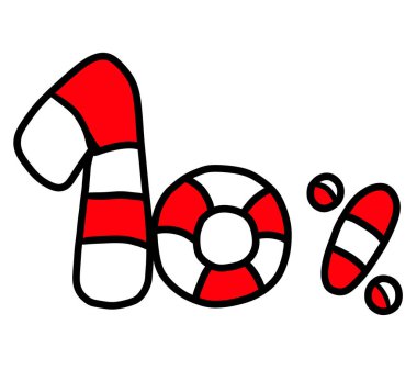 Bir karikatür Noel 'inin dijital çizimi% 10 indirimli satış ikonu