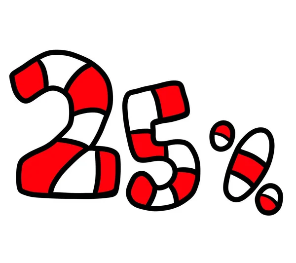 Digital illustration of a cartoon Christmas 25% off sale icon