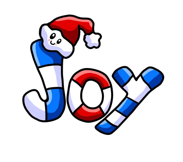 Digitale Illustration Eines Cartoon Weihnachten Zuckerrohr Freude Symbol — Stockfoto