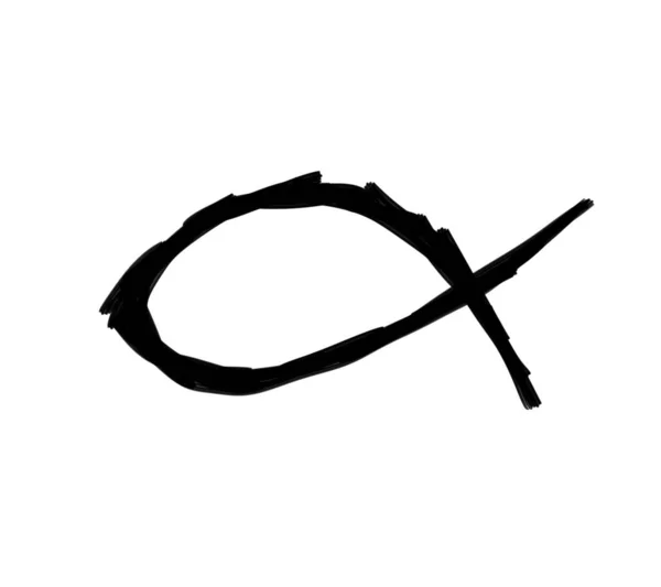 Ilustração Digital Doodle Símbolo Peixe Cristão — Fotografia de Stock