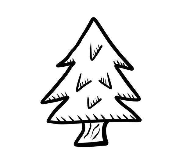 Ilustração Digital Doodle Árvore Natal — Fotografia de Stock