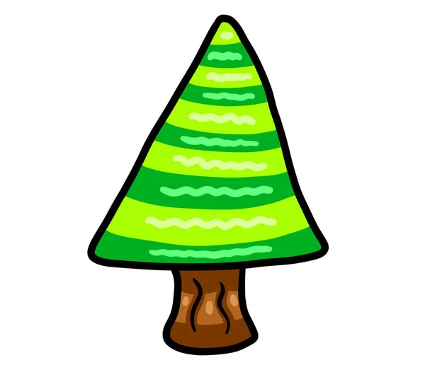 Digital illustration of a cartoon Christmas tree