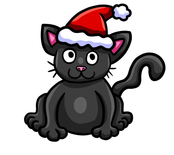 Ψηφιακή Απεικόνιση Μιας Χαρούμενης Γάτας Χριστουγέννων — Φωτογραφία Αρχείου