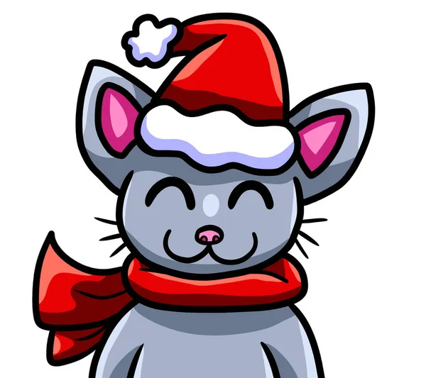 Digitální Ilustrace Šťastné Vánoční Kočky — Stock fotografie