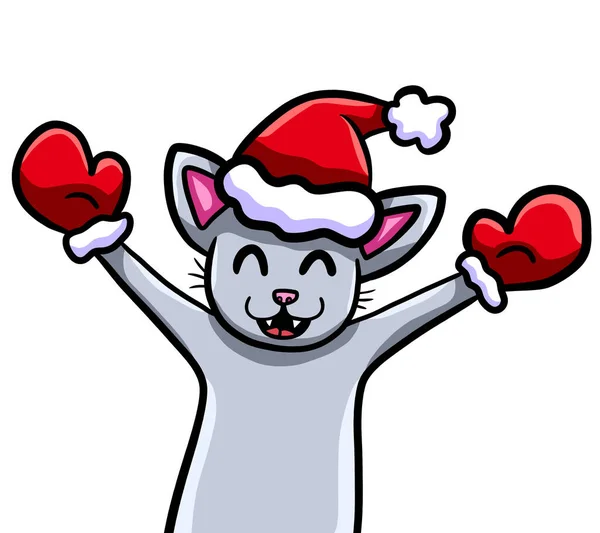 幸せなクリスマス猫のデジタルイラスト — ストック写真