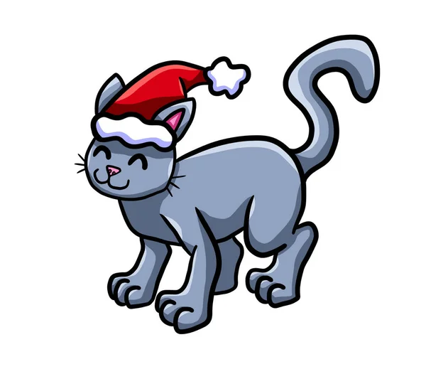 Ψηφιακή Απεικόνιση Μιας Χαρούμενης Γάτας Χριστουγέννων — Φωτογραφία Αρχείου