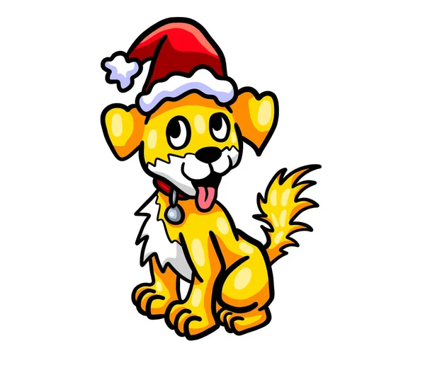 Digitale Illustratie Van Een Vrolijke Kersthond — Stockfoto