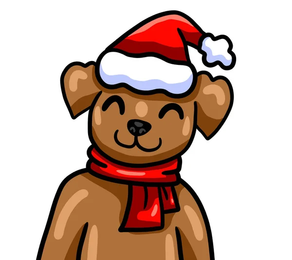 Cyfrowa Ilustracja Szczęśliwego Świątecznego Psa — Zdjęcie stockowe