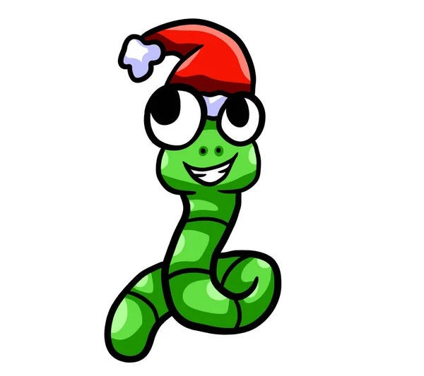 一个快乐的圣诞蠕虫的数字图像 — 图库照片