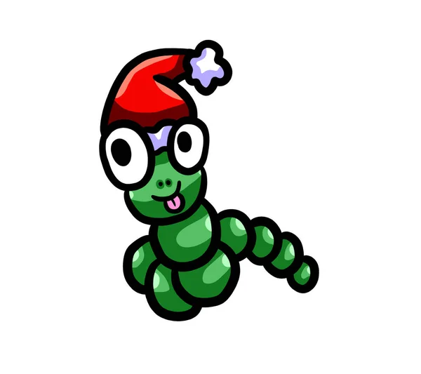 Digital Illustration Happy Christmas Worm — Stock Photo, Image