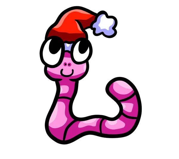 一个快乐的圣诞蠕虫的数字图像 — 图库照片