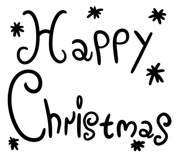 Digital Illustration Cartoon Happy Christmas Sign Doodle — Stock Photo, Image