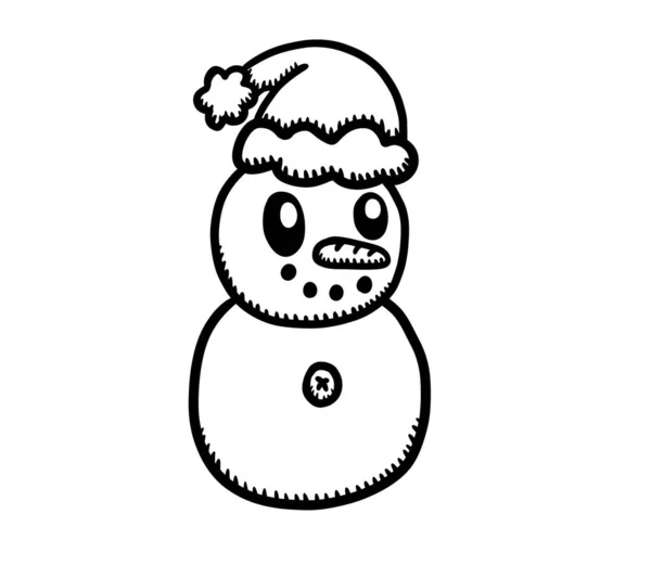 卡通人物快乐雪人涂鸦的数字图像 — 图库照片