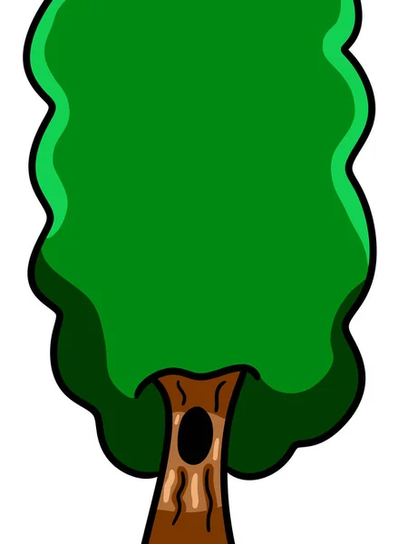 Cyfrowa Ilustracja Kreskówki Duże Drzewo — Zdjęcie stockowe