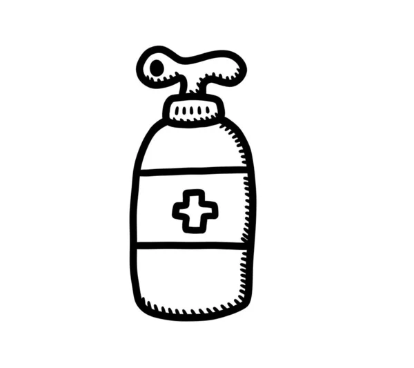 Digital Illustration Cartoon Bottle Disinfectant Doodle — Stock Photo, Image