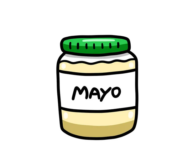Digitale Illustration Eines Cartoon Glases Mayonnaise — Stockfoto
