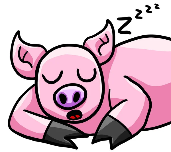 Ilustración Digital Cerdo Dormido Feliz — Foto de Stock