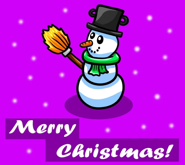 Digital Illustration Merry Christmas Card Snowman — Stock Photo, Image