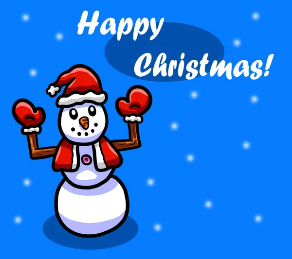 Digitális Illusztráció Boldog Karácsonyi Lapot Egy Hóember — Stock Fotó