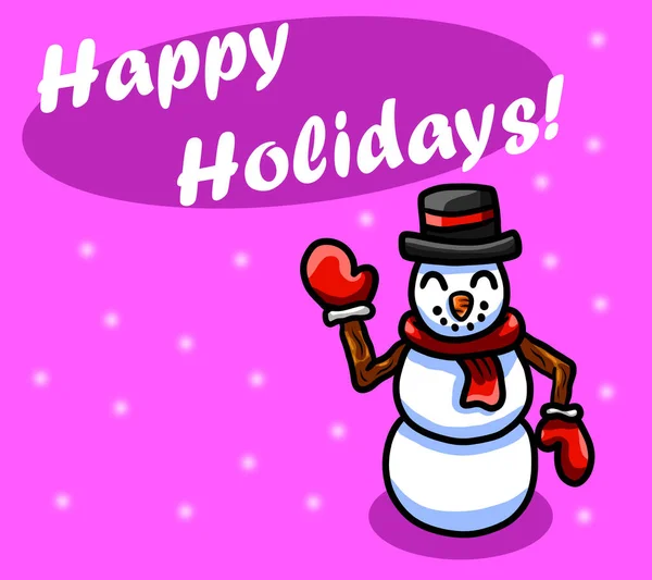 Digitální Ilustrace Veselé Vánoční Přání Sněhulákem — Stock fotografie