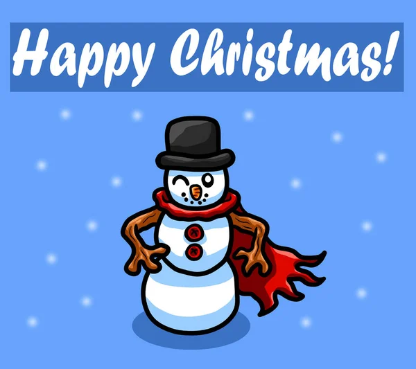 Цифровая Иллюстрация Рождественской Открытки Снеговиком — стоковое фото