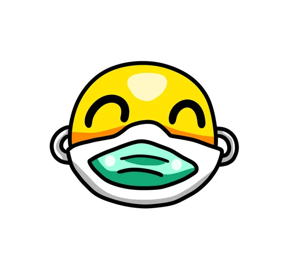 Ilustrasi Digital Dari Emoticon Kartun Mengenakan Masker Wajah — Stok Foto