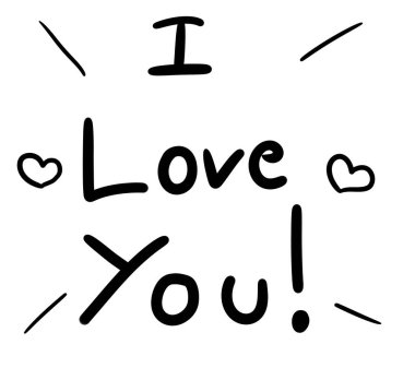 Digital illustration of a cartoon I Love You sing doodle