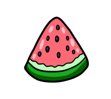 Digital illustration of a cartoon yummy watermelon slice