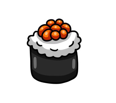 Digital illustration of a cartoon yummy rice sushi