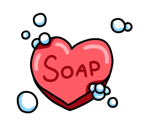 Digital illustration of a cartoon heart shaped soap