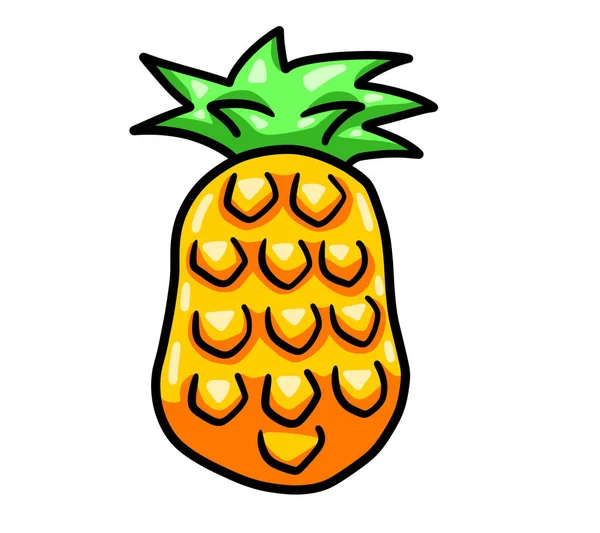 Digital illustration of a cartoon yummy pineapple