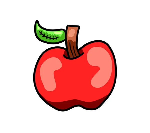Digital Illustration Cartoon Yummy Red Apple — Foto de Stock