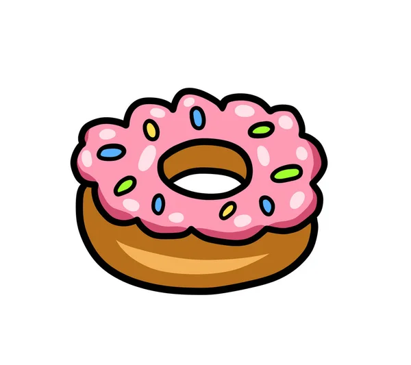 Digital illustration of a cartoon yummy strawberry donut
