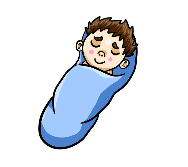 Цифрова Ілюстрація Чарівного Сплячого Хлопчика — стокове фото