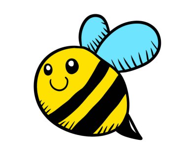 Digital illustration of a colorful bee doodle