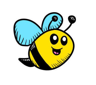 Digital illustration of a colorful bee doodle